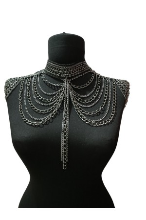 Gotik Zincir Omuz Aksesuarı - Özel Tasarım Alüminyum Zincirli Zırh Modeli