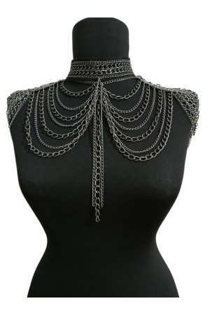 Gotik Zincir Omuz Aksesuarı - Özel Tasarım Alüminyum Zincirli Zırh Modeli