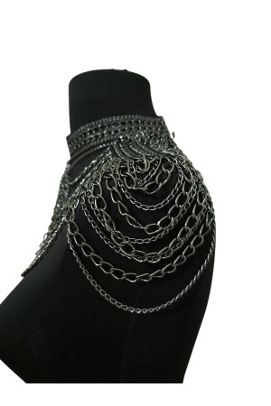 Gotik Zincir Omuz Aksesuarı - Özel Tasarım Alüminyum Zincirli Zırh Modeli