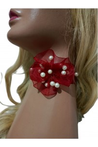 Tüllü İncili Choker Kolye