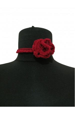 Bordo Çiçek Choker Kolye