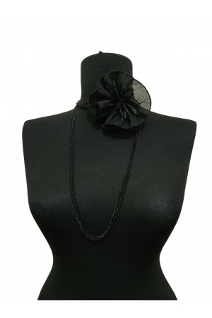 Siyah Büyük Çiçek Kolye