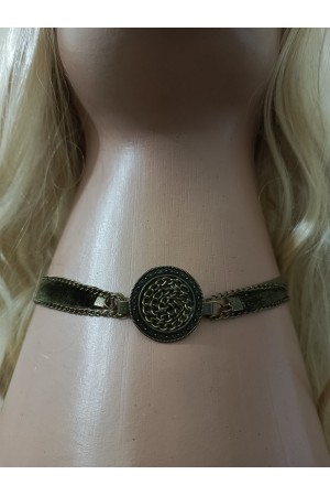 Kadife Eskitme Zincirli Choker – Bileklik Olarak da Kullanılabilir