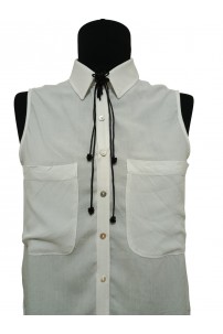 Siyah İp Çiçek kolye