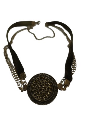 Kadife Eskitme Zincirli Choker – Bileklik Olarak da Kullanılabilir