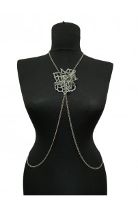 Gri Yaprak Çiçek Kolye