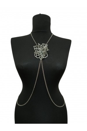 Gri Yaprak Çiçek Kolye