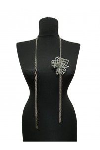 Gri Yaprak Çiçek Kolye