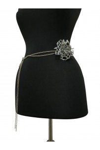 Gri Yaprak Çiçek Kolye