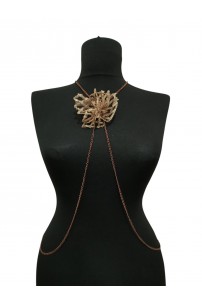 Kahverengi Yaprak Çiçek Kolye 