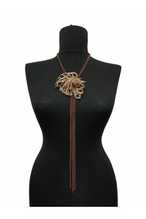 Kahverengi Yaprak Çiçek Kolye 