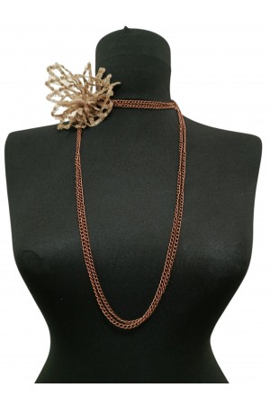 Kahverengi Yaprak Çiçek Kolye 