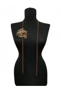 Kahverengi Yaprak Çiçek Kolye 