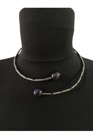 Şekil Verilebilir Hematit Kolye – Fasetli Akik Uçlu El Yapımı Tasarım