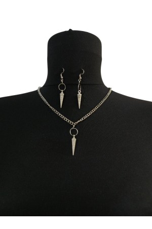 Zincir Uçlu Kolye Küpe Takımı – Minimal Stil