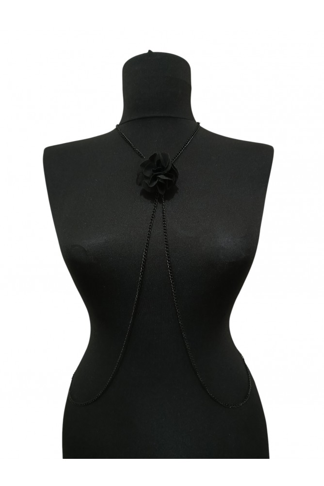 Siyah Küçük Çiçek Kolye