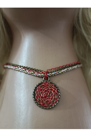 Kırmızı Sarılı Eskitme Spiral Kolye