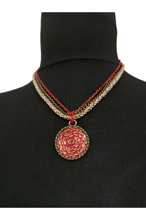 Kırmızı Sarılı Eskitme Spiral Kolye