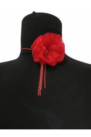 Kırmızı Çiçekli Boyunluk 