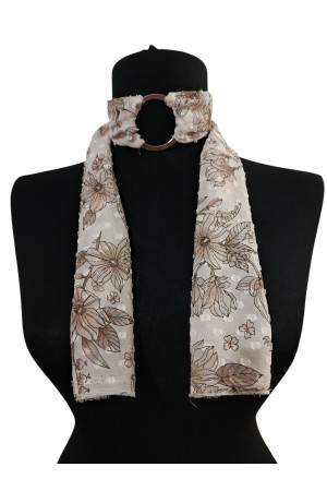 Halkalı Şifon Desenli Çok Amaçlı Boyunluk – Çiçekli Kabartmalı