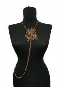 Sarı Yaprak Çiçek Kolye