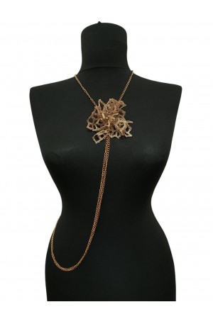 Sarı Yaprak Çiçek Kolye