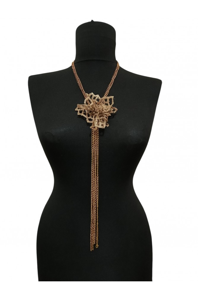 Sarı Yaprak Çiçek Kolye