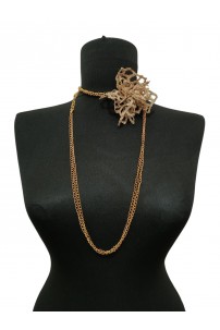 Sarı Yaprak Çiçek Kolye